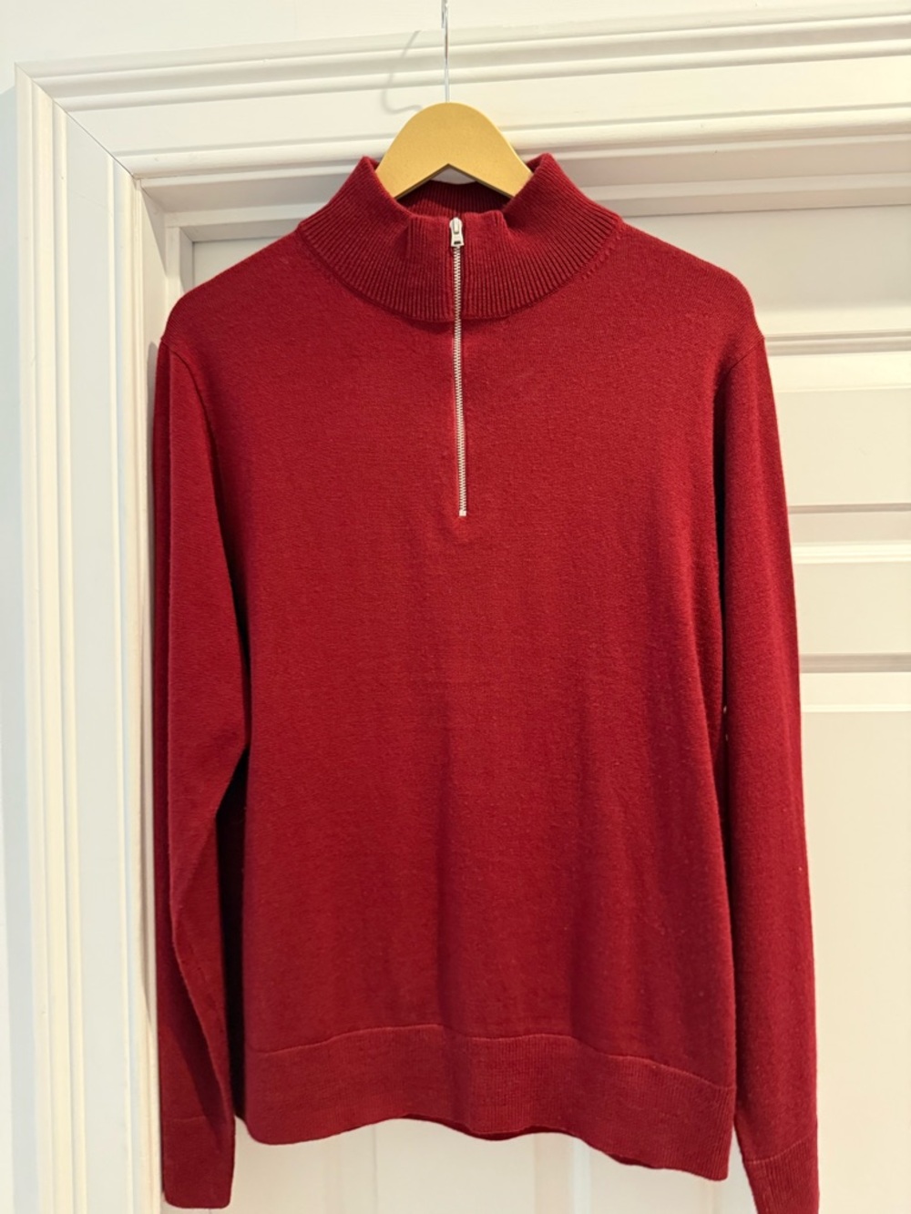 J. Crew Men's Crimson Zip Mock-Neck Sweater